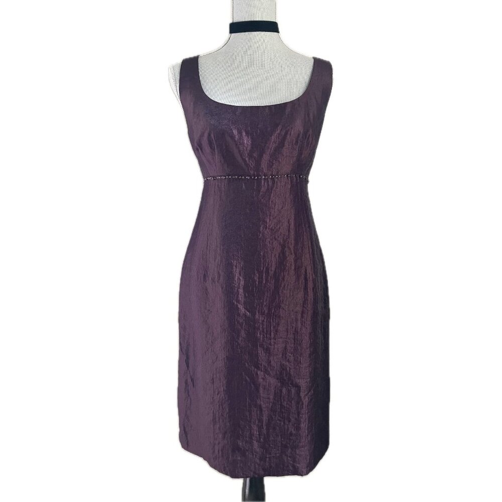 Vintage 90s NWT Aubergine Empire Waist Beaded dress size 12 to die for